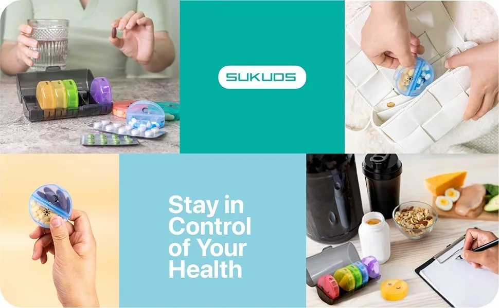 Weekly Pill Organizer 7 Day 2 Times a Day Sukuos Large Daily Pill Cases for PillsVitaminFish OilSupplements (Black Box) - product information 12