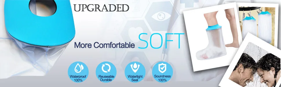 Waterproof Foot Cast Cover for Shower Ankle Wound Protector Bath Adult Watertight Cast Bag Showering for Surgery Foot Ankle Burns Reusable - foot image
