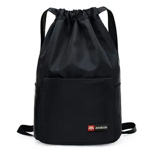 Waterproof Drawstring Gym Backpack Bag for Men  Women Sport Gym Sack Mini Travel Daypack A01-black 1 - product information 3