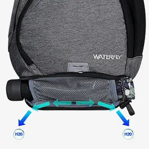 WATERFLY Sling Bag Crossbody Backpack: Over Shoulder Daypack Casual Cross Chest Side Pack Large Black - WATERFLY Sling Backpack Pocket for Umbrella
