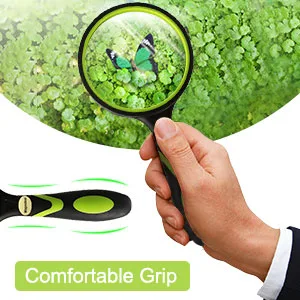 Wapodeai Magnifying Glasses Magnifying Glass 4X Handheld Reading Magnifier for Seniors  Kids 75mm Large Magnifying Lens with Non-Slip Rubber Handle for Reading and Hobbies. - Easy to grip