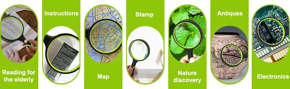 Wapodeai Magnifying Glasses Magnifying Glass 4X Handheld Reading Magnifier for Seniors  Kids 75mm Large Magnifying Lens with Non-Slip Rubber Handle for Reading and Hobbies. - Wapodeai 4X Magnifying Glass