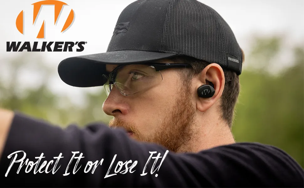 Walkers Unisex Adults Lightweight Foldable Hearing Protection 22 dB Noise Reduction Pro Low-Profile Earmuffs Black - walkers