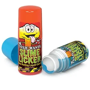 TOXIC WASTE  Slime Licker Sour Rolling Liquid Candy  12-Count Display Box with Strawberry  Blue Razz Flavors (2 fl oz Each) - TOXIC WASTE Slime Licker Liquid Candy