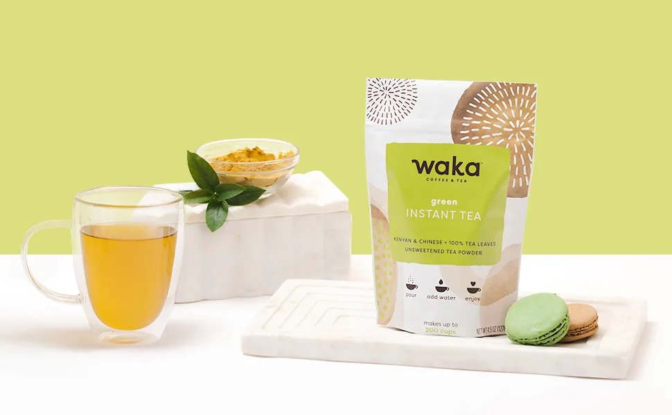 Waka Quality Instant Tea  Unsweetened Green Tea  Kenyan  Chinese Blend  100 Tea Leaves  4.5 oz Bulk Bag - instant green tea