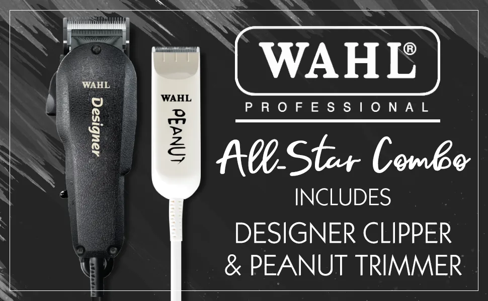 Wahl Professional - All-Star Combo with Designer Hair Clipper and Peanut Trimmer for Professional Barbers and Stylists - Model 8331 Black - all-star combo header