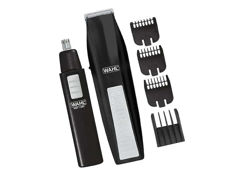 Wahl Cordless Beard Trimmer w EarNoseBrow Trimmer - Wahl Mustache and Beard Trimmer Guide Combs Mustache Stubble Beard Nose