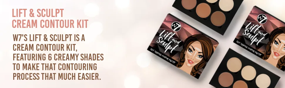 W7 Lift  Sculpt Cream Contour Kit - Concealing Highlighting  Contouring Makeup Palette - Step-by-Step Instructions Included - product information 2
