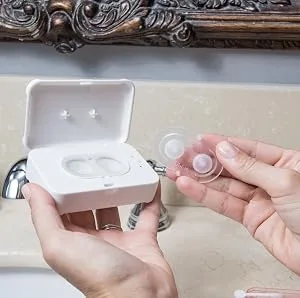 VueSonic Patented Contact Lens Cleaning System for Soft and Hybrid Lens Sonic Technology (Pure White) - product information 4