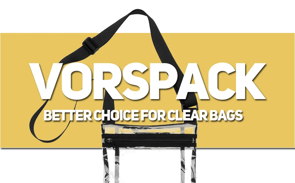 Vorspack Clear Bag Stadium Approved Clear Concert Purse with Inner Pocket Black - clear purse