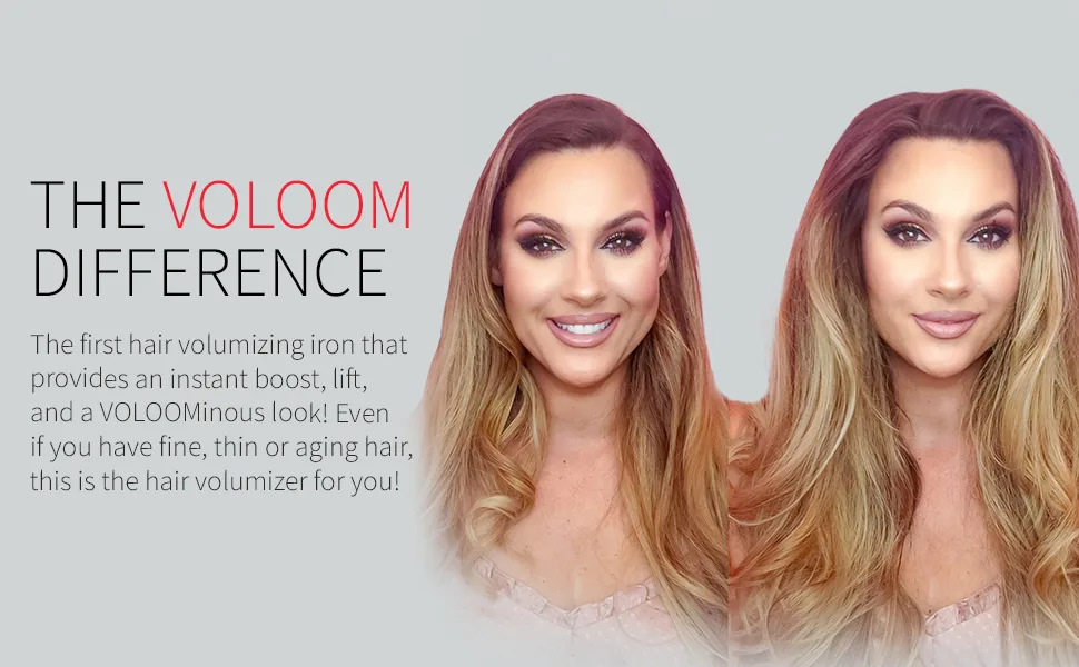 Voloom Classic 1- Inch Professional Volumizing Ceramic Hair Iron  for Thicker Hair or Larger Lasting Hair Volume  Adjustable Temp  Auto Shut-Off - Before & After