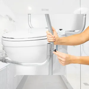 Vive Toilet Safety Rail Frame - Grab Bars for Bathroom - Fall Prevention - Adjustable Non Slip for Adults Seniors Elderly Disabled Handicapped - Padded Handle Support - Medical Device for Home Use - product information 3