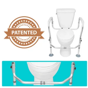 Vive Toilet Safety Rail Frame - Grab Bars for Bathroom - Fall Prevention - Adjustable Non Slip for Adults Seniors Elderly Disabled Handicapped - Padded Handle Support - Medical Device for Home Use - product information 4