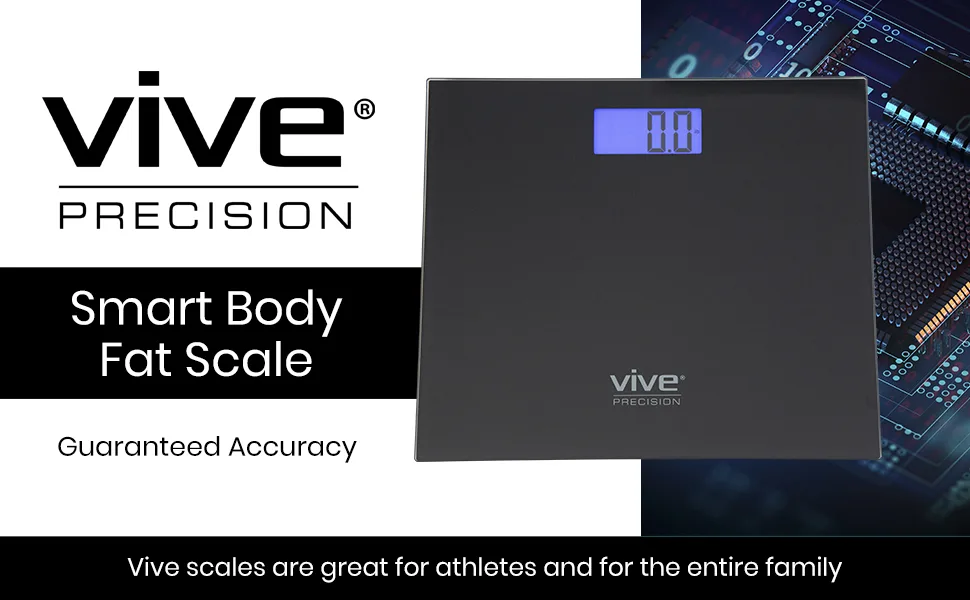 Vive Precision Scale for Body Weight and Fat Percentage (for iOS  Android) - for Water BMI Muscle Bathroom Accessory Body Composition Analyzer - Accurate Smart Digital - for Exercise Bodybuilding Black - product information 1