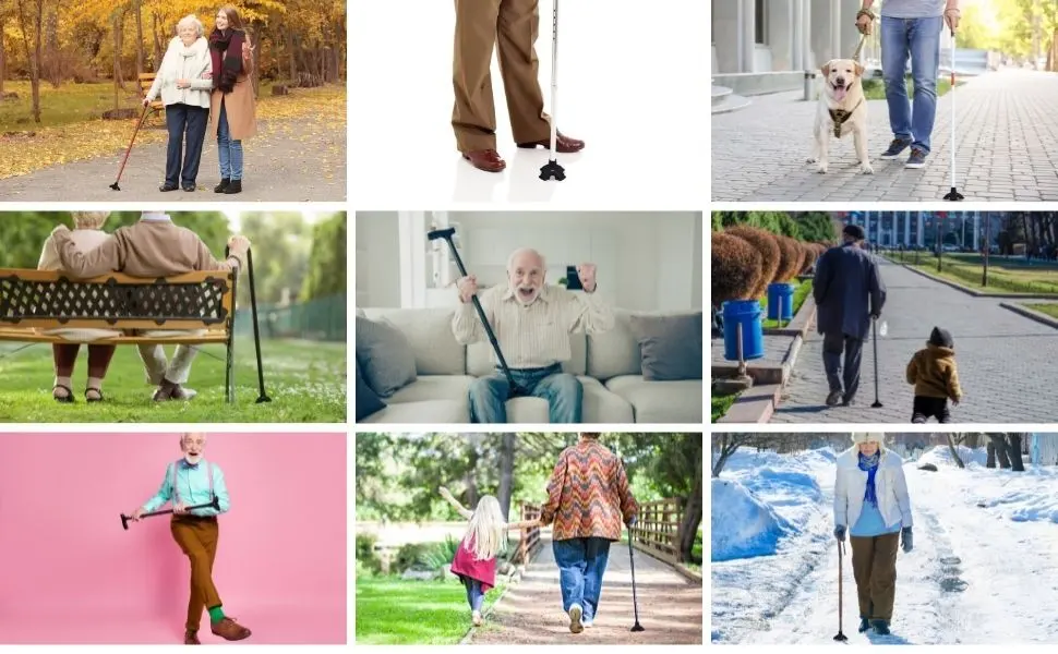 Vive Cane Tip - Quad Rubber Replacement Foot Pad for Walking Canes - Stable Four Point Self Standing Quadruple Tripod Stand for Cane - Universal 4 Leg Attachment for Walking Stick (Black) - cane tip