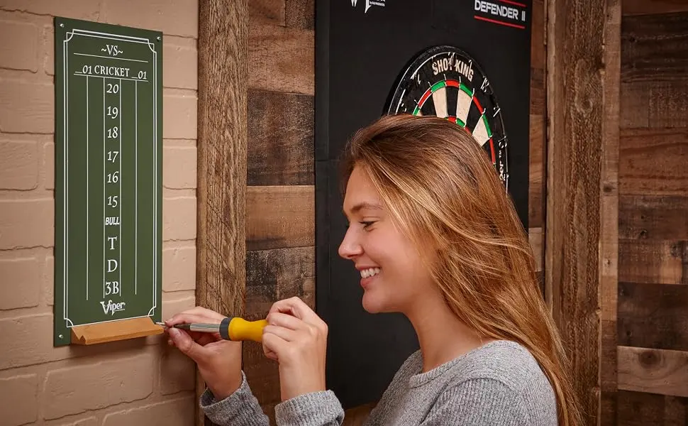 Viper Chalk Scoreboard: Cricket and 01 Dart Games Green Small (15.5 H x 8 W) - install