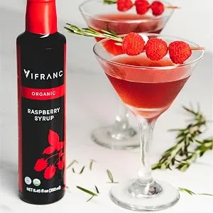 Vifranc Organic Fruit Syrup Raspberry 250 ML (Pack of 2) - raspberry gin martini
