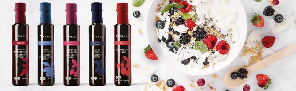 Vifranc Organic Fruit Syrup Raspberry 250 ML (Pack of 2) - Vifranc fruit syrup with yogurt and fruit