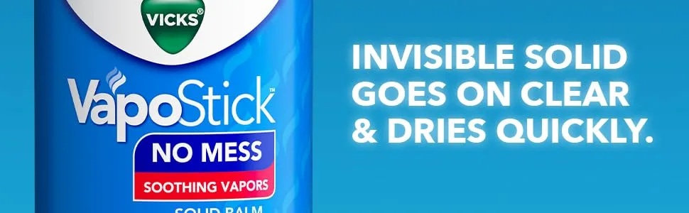 Vicks VapoStick Solid Balm Soothing Vicks Vapors No Mess Invisible Solid 1.25 Oz Each (Twin Pack) - Invisible solid. Goes on clear. And dries quickly