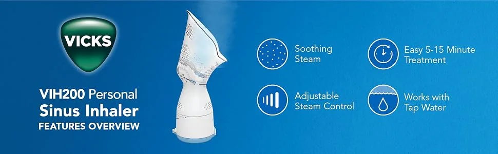 Vicks Personal Sinus Steam Inhaler with Soft Face Mask  Face Humidifier with Targeted Steam Relief Aids with Sinus Problems Congestion and Cough - features review