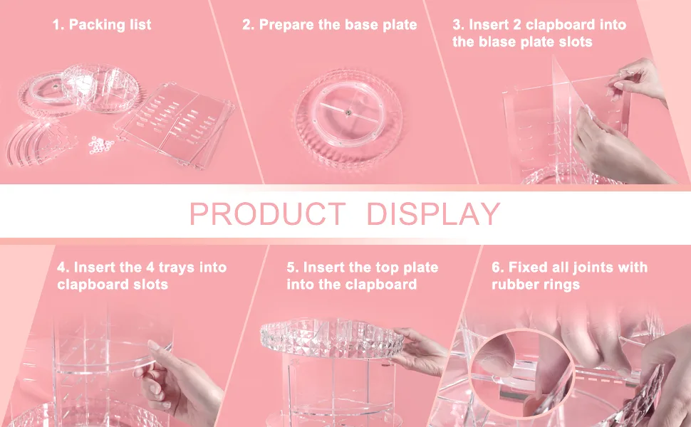 V-Hanver Rotating Makeup Organizer - Perfume Organizer Tray 7 Adjustable Layer Makeup Storage Organizer with 4 Holder Storage Rack Large Capacity Makeup Organizer Acrylic Cosmetic Display Case Clear - acrylic cosmetic countertop makeup organizer organizers perfume storage vanity