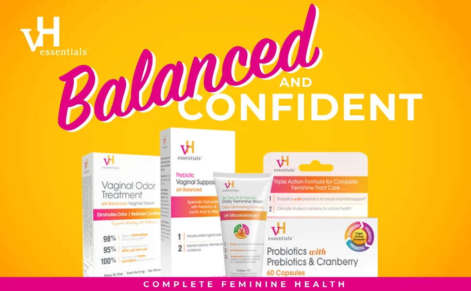 vH essentials Vaginal Odor Treatment - pH Balanced Vaginal Suppositories - 6 Tablets With Applicator White (667-06) - vH essentials, vaginal odor, vaginal health, feminine hygiene