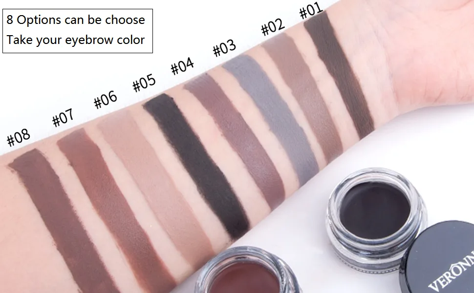 VERONNI Eyebrow CreamBrow Color Long Lasting Waterproof Eyebrow Pomade GelEyebrows Enhancers Smooth Eye Brow Makeup 0.75oz(01 Dark Brown)) - Eyebrow gel