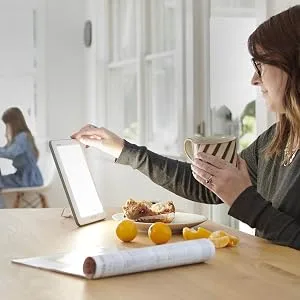 Verilux HappyLight Lucent - UV-Free LED Light Therapy Lamp Bright White with 10000 Lux Detachable Stand and Wall Mountable - Soft Touch power button