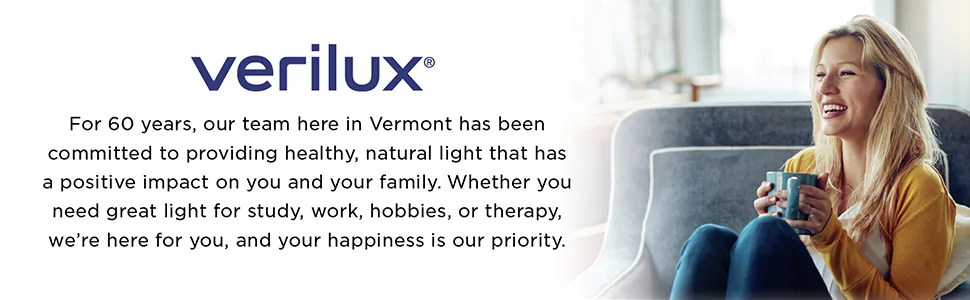 Verilux HappyLight Lucent - UV-Free LED Light Therapy Lamp Bright White with 10000 Lux Detachable Stand and Wall Mountable - Verilux