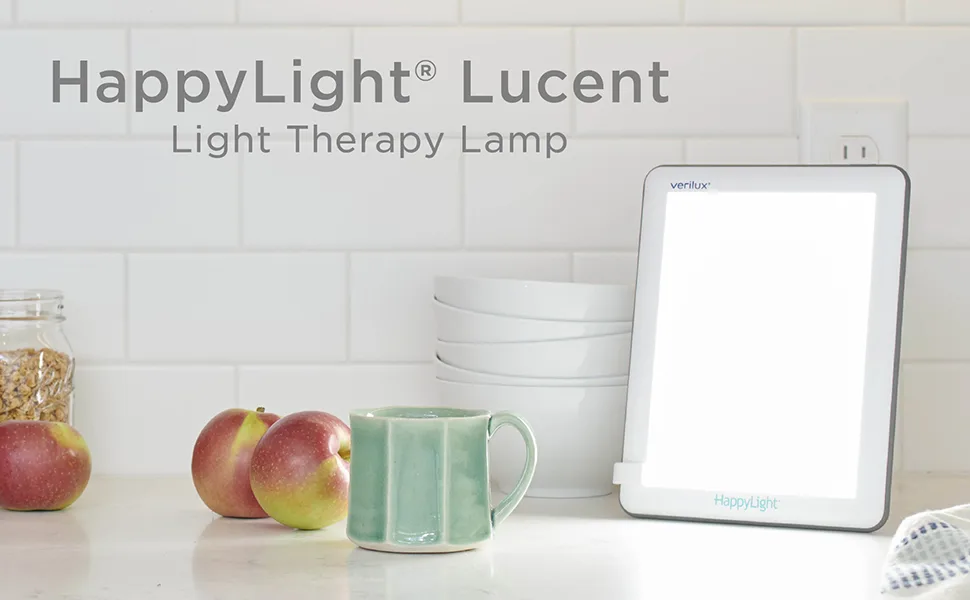 Verilux HappyLight Lucent - UV-Free LED Light Therapy Lamp Bright White with 10000 Lux Detachable Stand and Wall Mountable - VT22 HappyLight Lucent