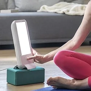 Verilux HappyLight Full-Size - UV-Free Therapy Lamp Bright White Light with 10000 Lux Adjustable Brightness 2 Interchangeable Lenses Detachable Stand and Wall Mountable - Easy to Use