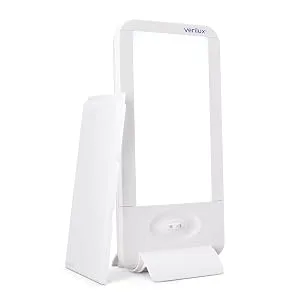 Verilux HappyLight Full-Size - UV-Free Therapy Lamp Bright White Light with 10000 Lux Adjustable Brightness 2 Interchangeable Lenses Detachable Stand and Wall Mountable - Includes 2 Lenses