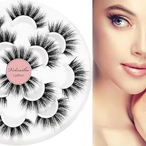 Veleasha 5D Faux Mink Lashes Handmade Luxurious Volume Fluffy Natural False Eyelashes 7 Pairs  Dubai - product information 10