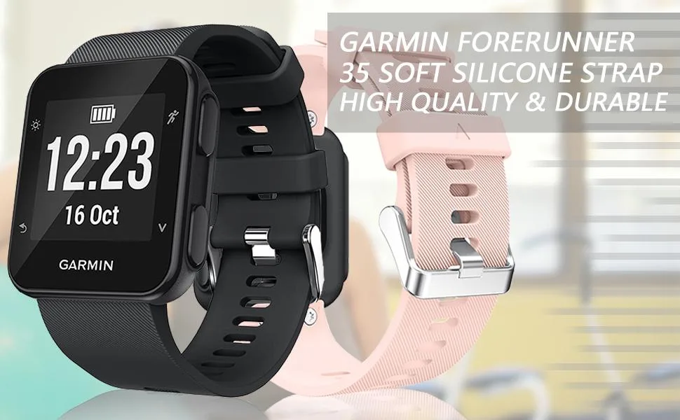 Veezoom Band Compatible with Garmin Forerunner 35 Soft Silicone Replacement Band Wristband for Forerunner 35 Smart Watch Multi Colors with Silver or Black Metal Buckle White - product information 2