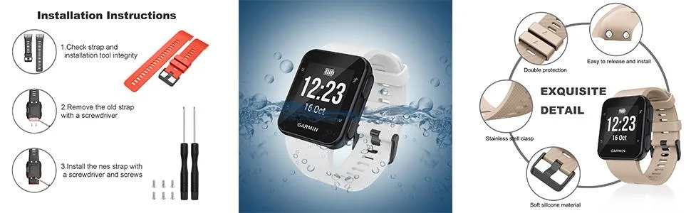 Veezoom Band Compatible with Garmin Forerunner 35 Soft Silicone Replacement Band Wristband for Forerunner 35 Smart Watch Multi Colors with Silver or Black Metal Buckle White - product information 4