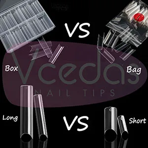 Vcedas Extra Long C Curve Nail Tips Half Cover 100PCS Extra Long Straight Square Tips for Acrylic Nails with Box 100PCS C Curve Half Cover - half cover extra long tips