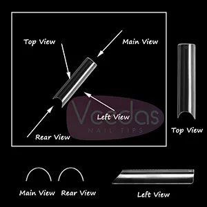 Vcedas Extra Long C Curve Nail Tips Half Cover 100PCS Extra Long Straight Square Tips for Acrylic Nails with Box 100PCS C Curve Half Cover - long straight nail tips