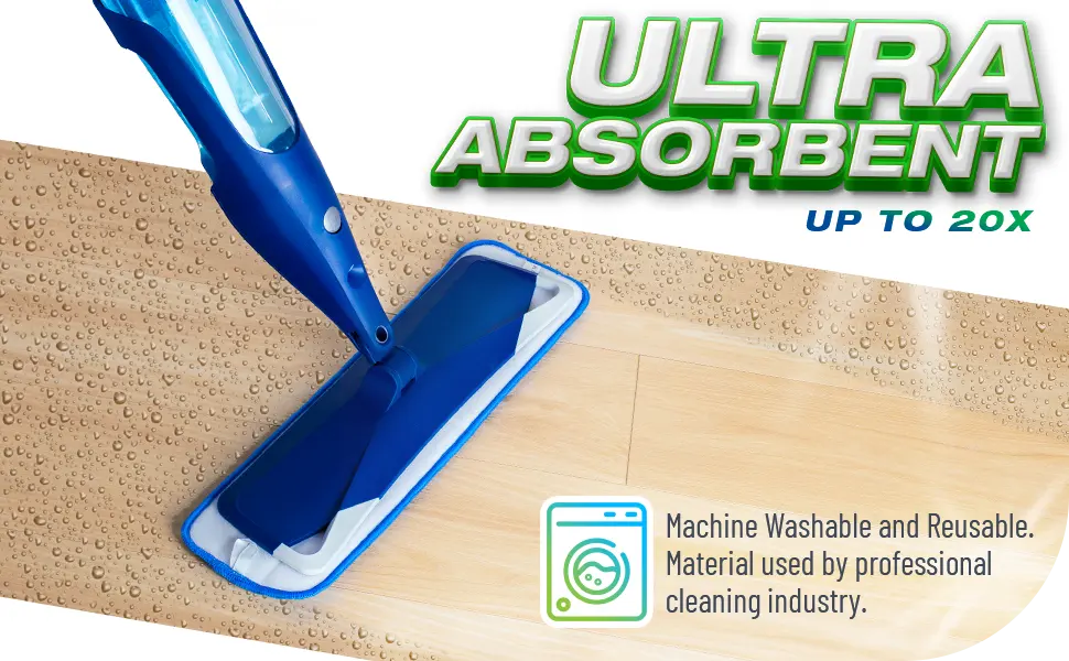 VanDuck Microfiber Cleaning Pads Compatible with Bona Mop (3 Pack) - Microfiber Mop Pads for Hardwood Floor for 18 Inch Mop Blue 3 Count (Pack of 1) - Ultra absorbent mop pads