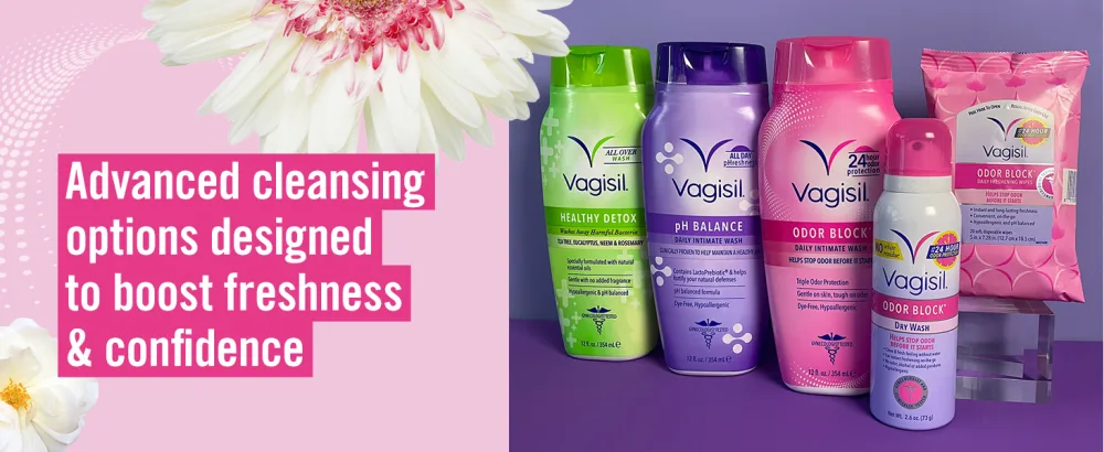 Vagisil Deodorant Powder Talc-Free 8 Ounce - Advanced cleansing options designed to boost freshness & confidence: wash, wipes and dry wash