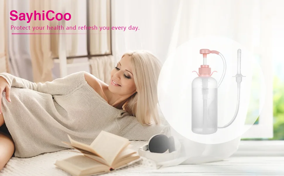 Vaginal Douche for Women Vaginal Cleansing System Douche Cleaner Anal Douche Cleaning Kit 600 ml Capacity with 3 Nozzles - product information 1