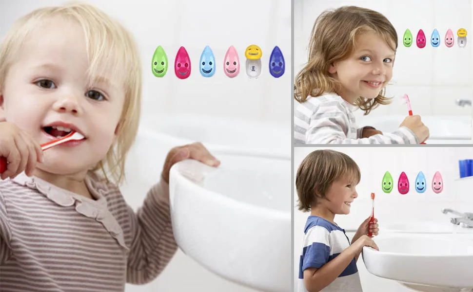 VADOO 6Pcs Toothbrush Head Cover Cap Suction Cup Toothbrush Case Portable Toothbrush Protector Holder (Random Color) - 6Pcs Toothbrush Head Cover Cap
