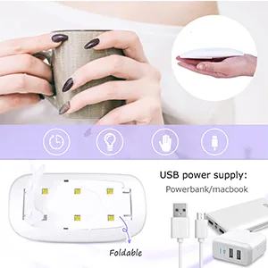 UV LED Nail Dryer Mini Gel Nail lamp Portable Curing Light for Gel Nail Polish6w(White) - old modle 4