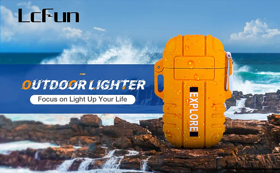 USB Rechargeable LighterWindproof Arc Lighter WaterproofFlameless Electric LighterDual Arc Plasma Lighter with Emergency Whistle for Outdoor AdventureSurvival TacticalCamping Gadgets (Orange) - Survival lighter