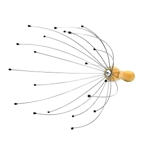USAGA 20 Fingers Head Massager Head Scratcher Scalp Massager for Head Body Relaxing Wood Handle - head massager