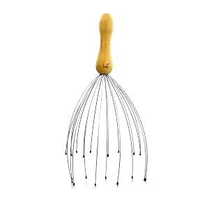 USAGA 20 Fingers Head Massager Head Scratcher Scalp Massager for Head Body Relaxing Wood Handle - head massager