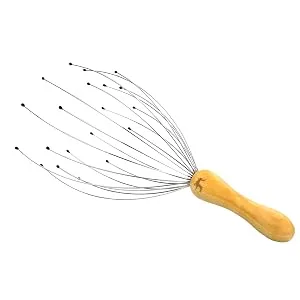 USAGA 20 Fingers Head Massager Head Scratcher Scalp Massager for Head Body Relaxing Wood Handle - head massager