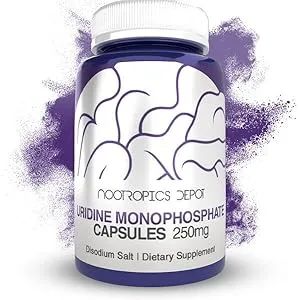 Uridine Monophosphate Capsules  Disodium Salt (60 Count)  Nootropics Depot  Cognitive Enhancer  Nootropic  Choline Precursor 60 Count (Pack of 1) - uridine monophosphate capsules, uridine capsules, uridine supplement, uridine nootropics,