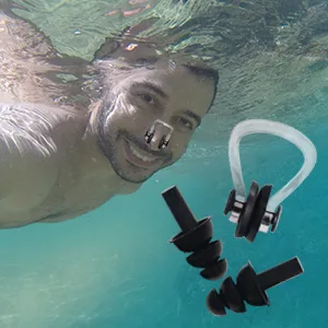 UPINS 14 Sets Silicone Nose Clips Waterproof Swimming Nose Plugs Earplugs for Adults Kids Ear Nose Protector - nose clip