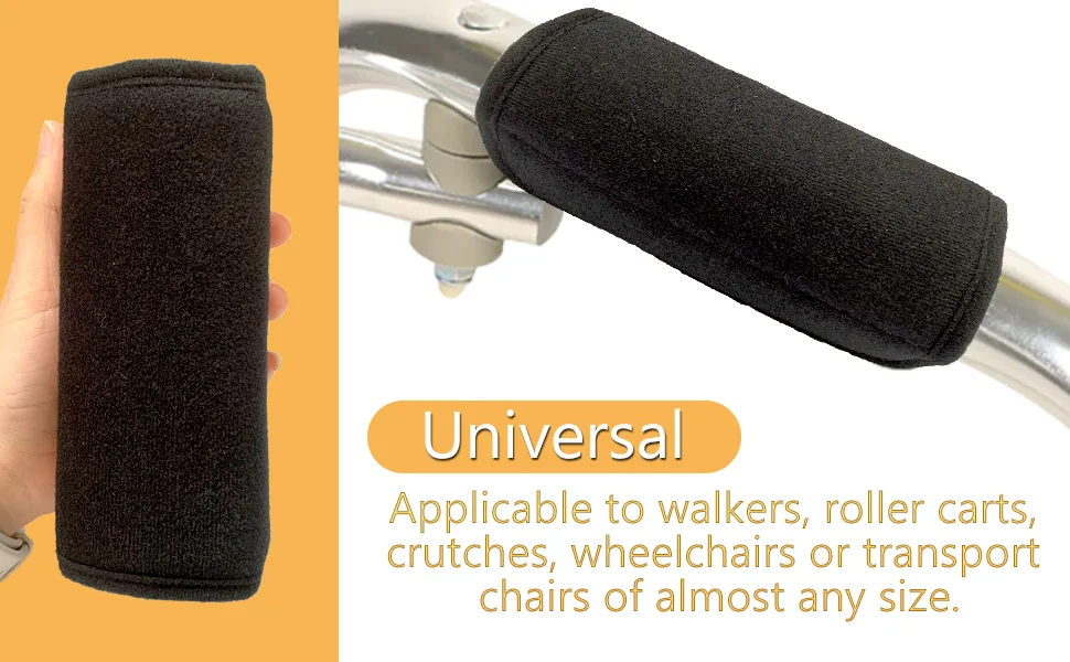 Universal Walker Padded Hand Grip Covers Premium Medical Soft Cushion Memory Foam Core Padding Wicking Comfort Washable Black - Hand pillow Memory foam Sculpted