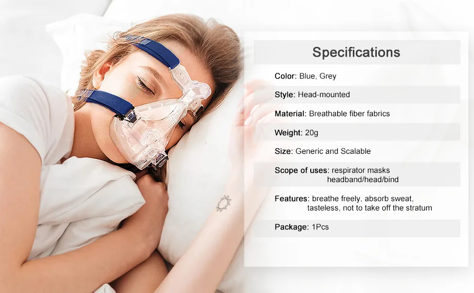 Universal Headgear Full Mask Replace Part CPAP Ventilator Headband (Without Mask) (Blue) - universal headband